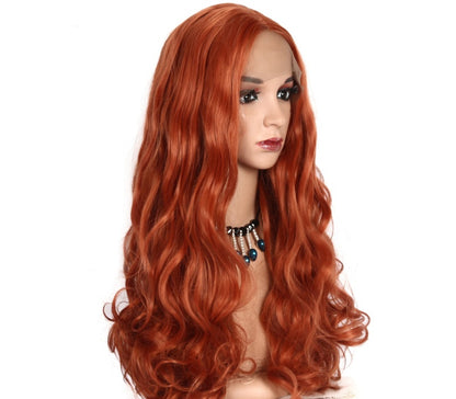 Long curly hair golden brown hood