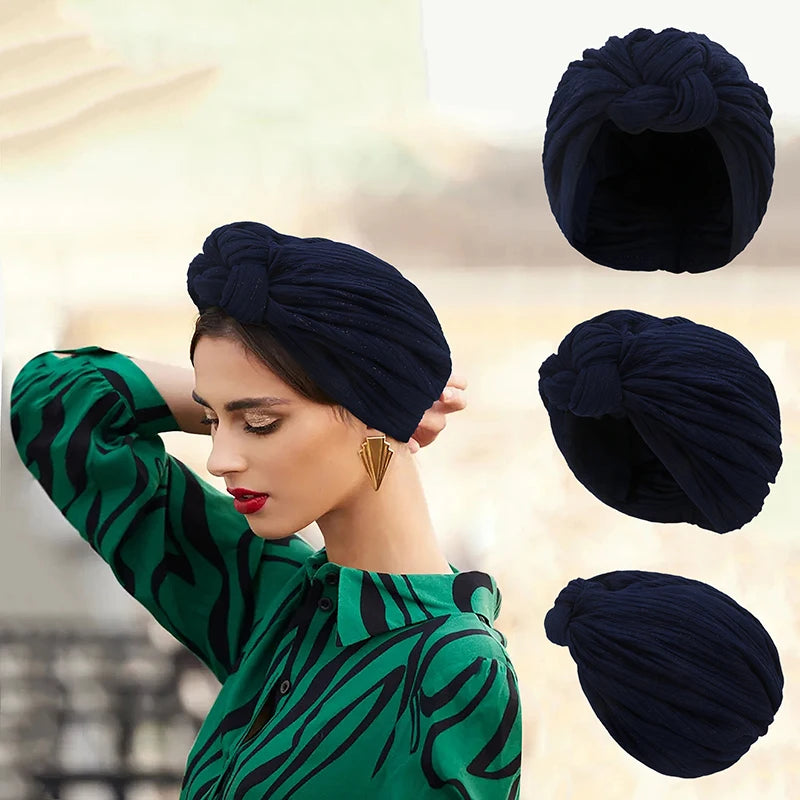 Woman Muslim Headscarf Cap Cotton Headband African Head Wraps Elegant Retro Turban for Ladies Beanies Caps Muslim Headpiece