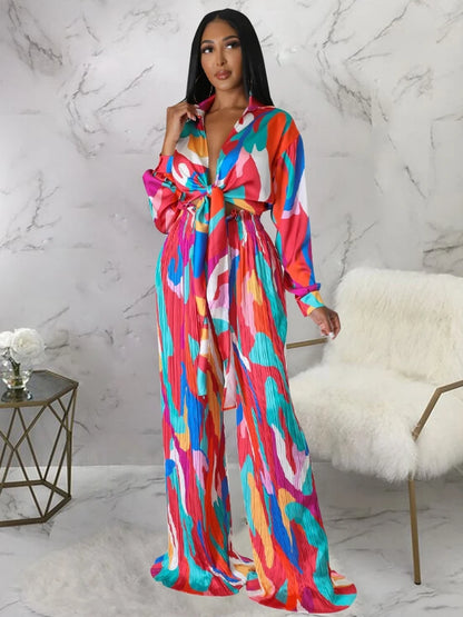 2 Two Piece Set Stripe Print Long Sleeve Blouse Tops And Pant Suits Dashiki African Women Set Sheath Matching Fashion Outfit