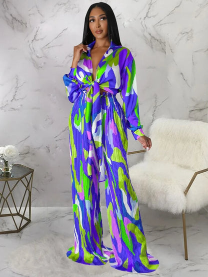 2 Two Piece Set Stripe Print Long Sleeve Blouse Tops And Pant Suits Dashiki African Women Set Sheath Matching Fashion Outfit