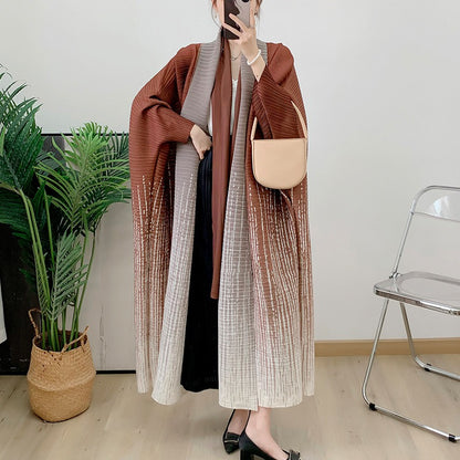 Wrinkled long robe coat cloak printed female