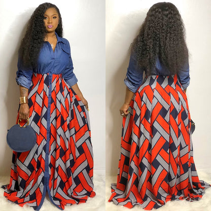 African Dresses for Women Spring Fashion African Women Printing Long Dress African Clothes