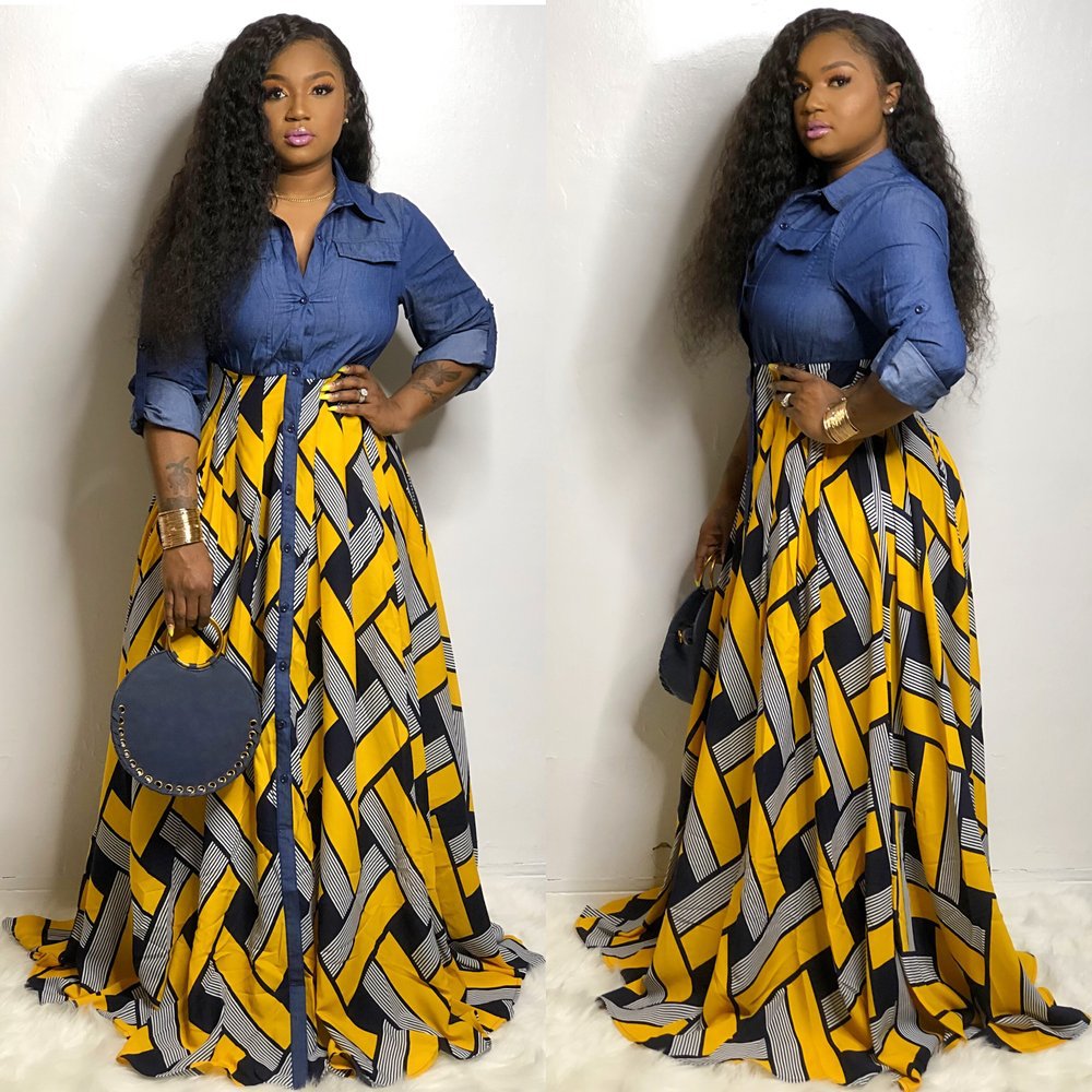 African Dresses for Women Spring Fashion African Women Printing Long Dress African Clothes